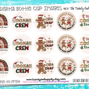 Cookie Crew - Christmas Inspired Sayings - INSTANT DOWNLOAD -  1&quot; Digital Bottle Cap Images 4x6
