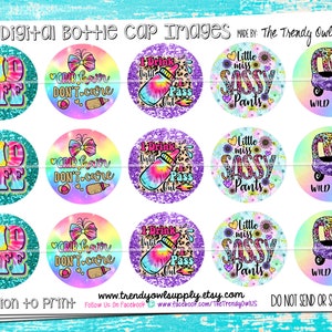 Sassy Kid Themed Sayings - DESCARGA INSTANTÁNEA - Imágenes de tapa de botella digital - 1 &quot;Imágenes de tapa de botella 4x6