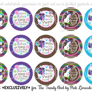 Cute & Cozy Winter Inspired Digital Bottle Cap Images - &quot;Snow Much Fun&quot; - INSTANT DOWNLOAD - 1&quot; Bottle Cap Images 4x6 - L03