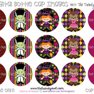 Chicas Spooky - botella Digital temática Halloween Cap imágenes - descarga inmediata - 1&quot; botella tapa imágenes 4 x 6