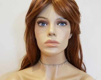 Gemstone Bead Chain Choker, Chain Choker Necklace,  Silver Choker, Chain Choker, Chokers