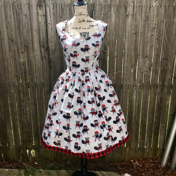 Ariene Dress in Lumberjack Beaver Fabric