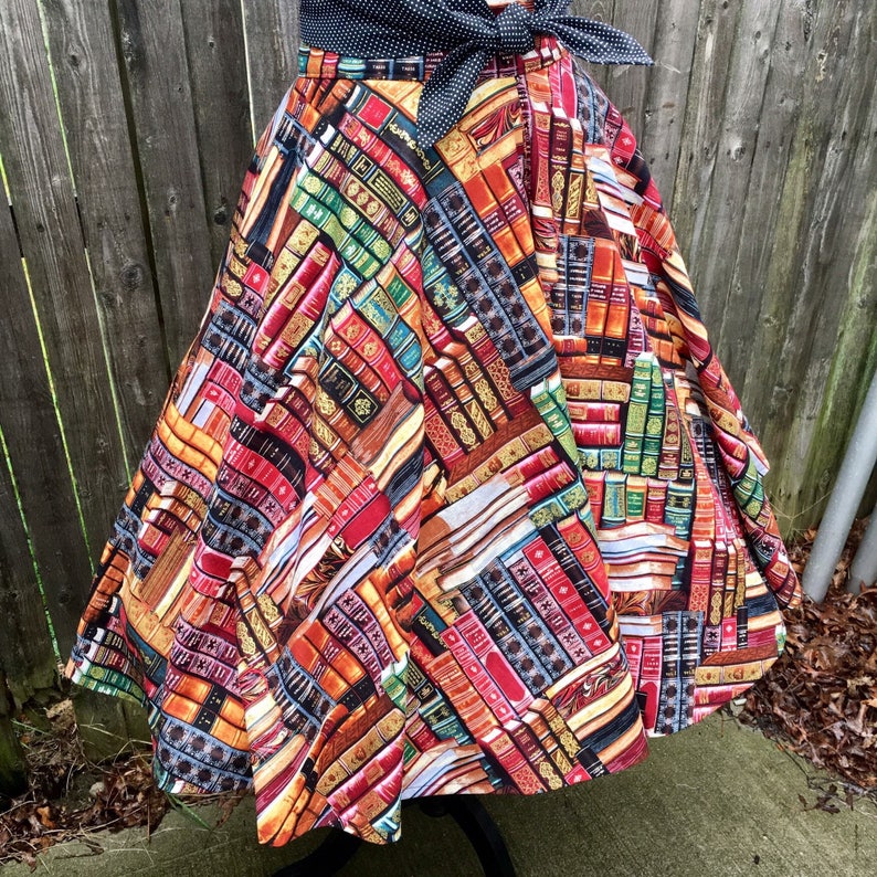 Packed Books Full Circle Skirt Etsy