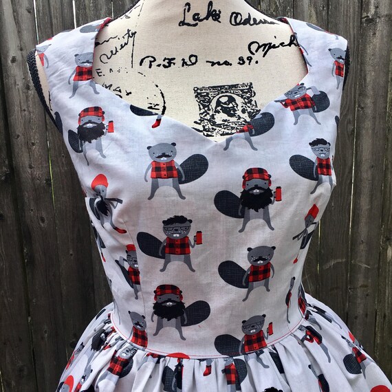 Ariene Dress in Lumberjack Beaver Fabric