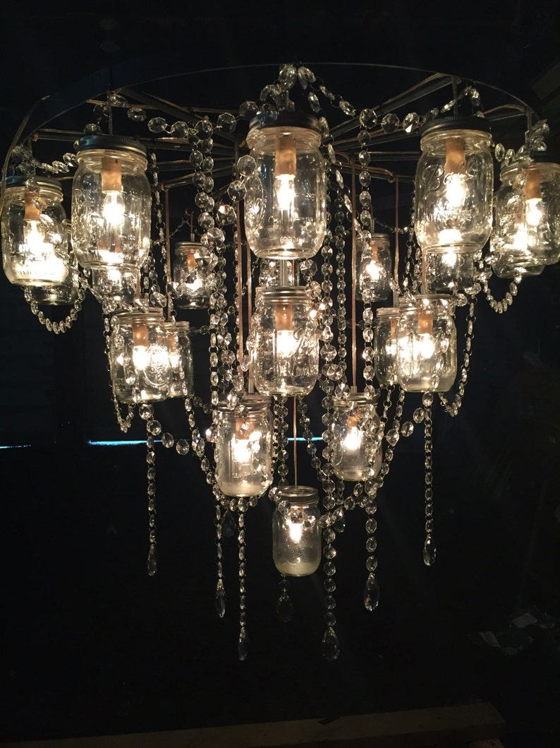 30 Wagon Wheel Mason Jar Chandelier image 5
