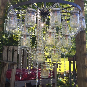 30 Wagon Wheel Mason Jar Chandelier image 3