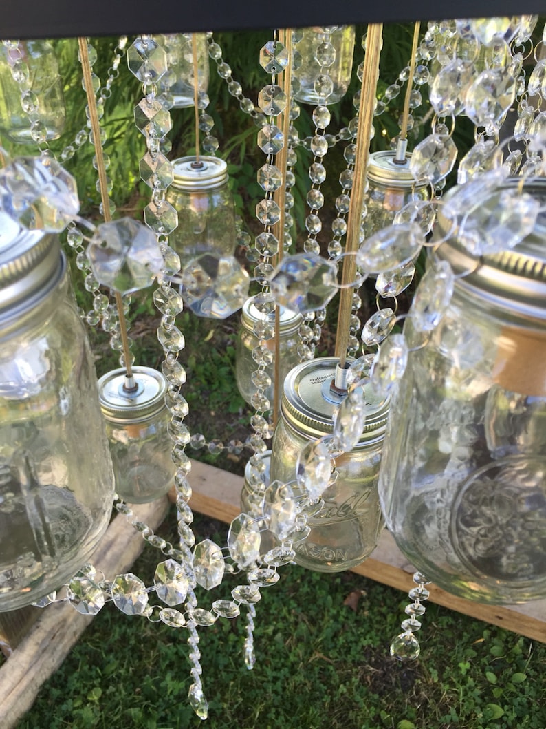 30 Wagon Wheel Mason Jar Chandelier image 4