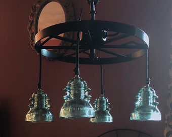 Wagon Wheel Insulator Chandelier