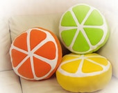 Lemon Pillow, Orange Pillow, Lime Pillow, Citrus Pillow, Food Pillow, Fruit Pillow