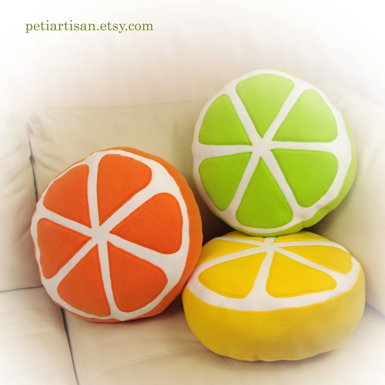 Lemon Pillow, Lemon Slice Pillow, Food Pillow, Fruit Pillow, Toy Pillow, 3D Pillow, Beach House Decor image 5