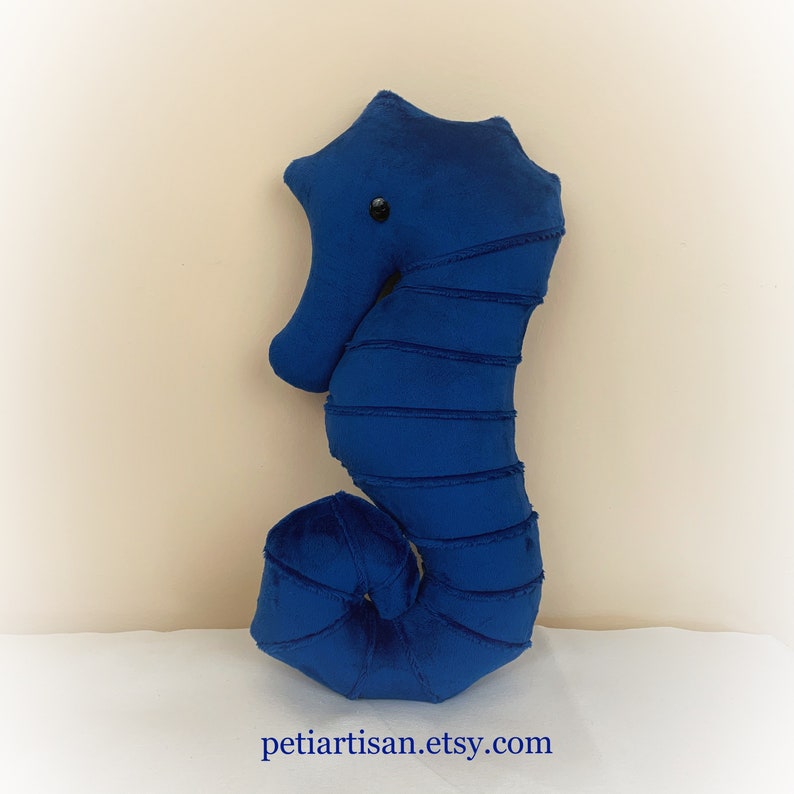 Seahorse Shaped Pillow, Toy Pillow, 3D Pillow, Nautical Decor, Beach House Decor Royal Blue
