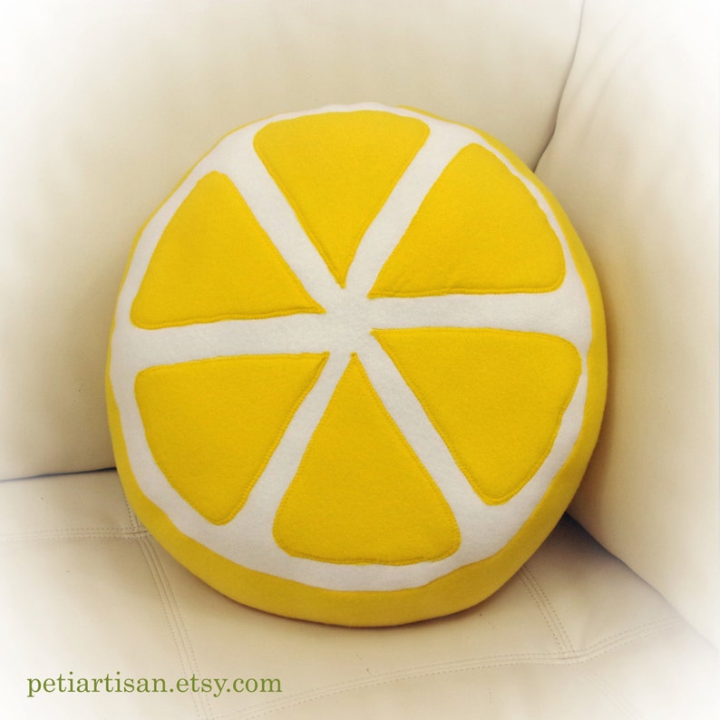 Lemon Pillow, Lemon Slice Pillow, Food Pillow, Fruit Pillow, Toy Pillow, 3D Pillow, Beach House Decor Lemon