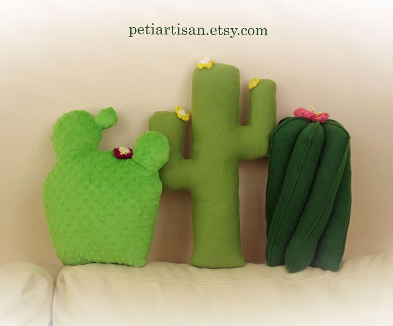 Cactus Pillow, Saguaro Cactus Pillow, Prickly Pear, Toy Pillow, Cacti Pillows Set, Beach House Decor image 1