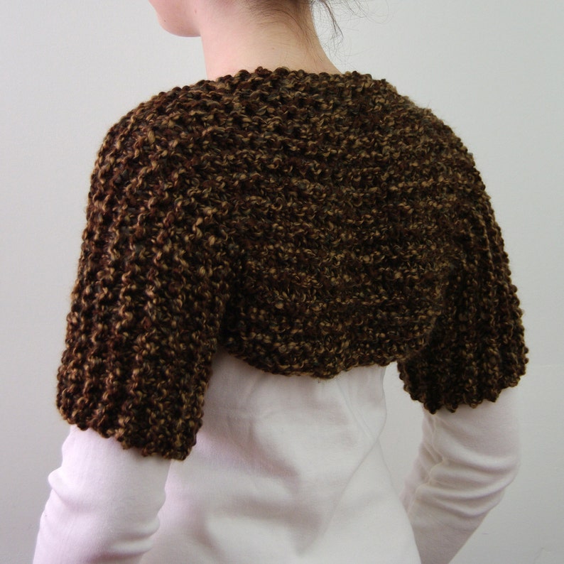 Hand Knitted Shoulder Shrug in Brown Etsy