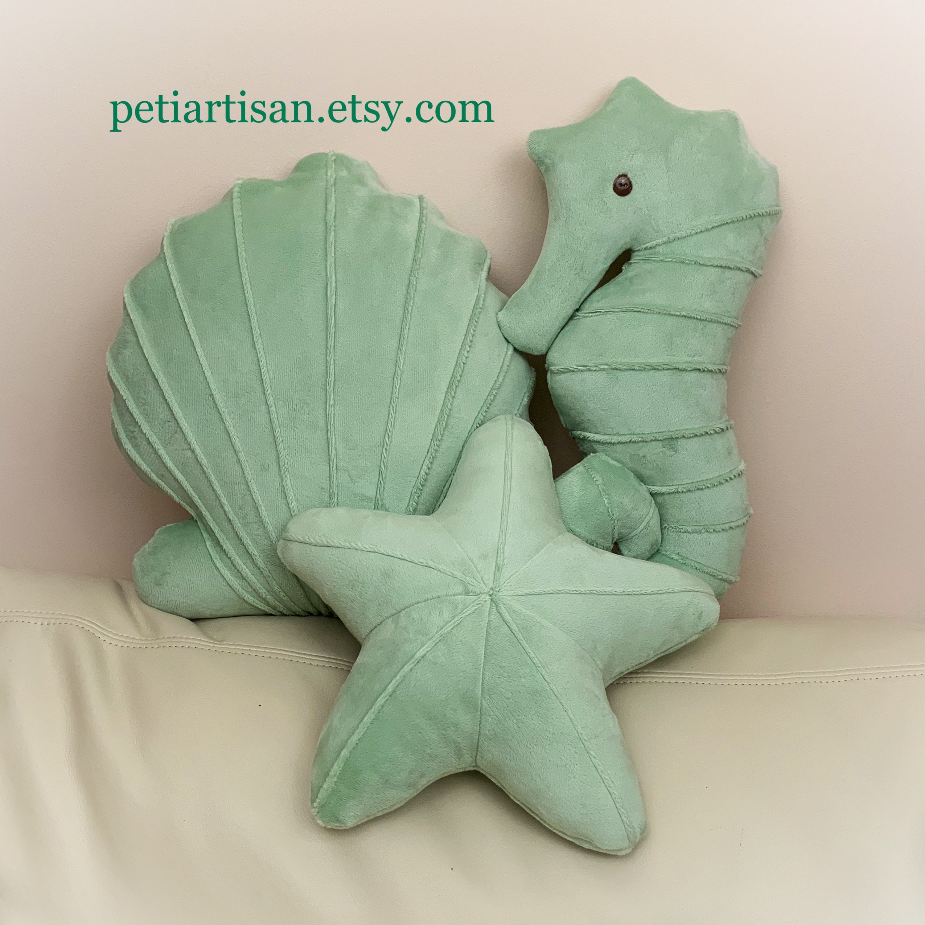 AELS Coastal Throw Pillows Set of 3, Starfish Shell Seahorse Pillows, Beach Ocean Nautical Themed Smooth Soft Minky Decorative Throw Pillows, Cute