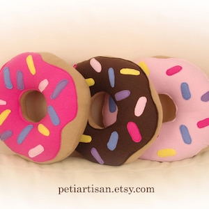 Donut Pillow, Food Pillow, Doughnut Pillow, Chocolate Frosted Doughnut, Pink Frosted Doughnut, Toy Pillow, 3D Pillow