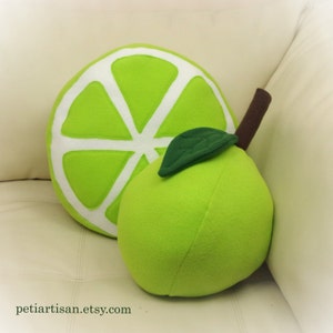 Lemon Pillow, Lime Pillow, Food Pillow, Fruit Pillow, Toy Pillow, 3D Pillow, Beach House Decor image 3