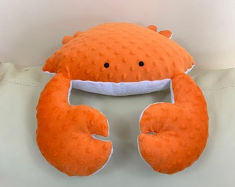 Crab Pillow, Toy Pillow, 3D Pillow, Stuffed Animal, Nautical Decor, Beach House Decor