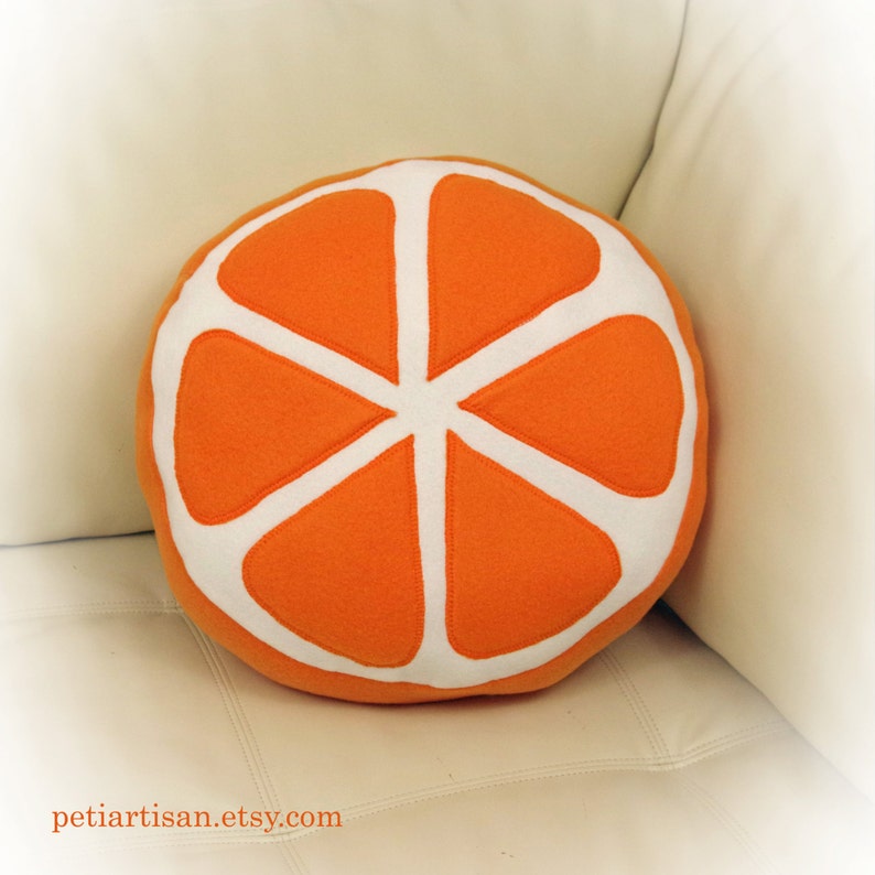 Lemon Pillow, Lemon Slice Pillow, Food Pillow, Fruit Pillow, Toy Pillow, 3D Pillow, Beach House Decor Orange