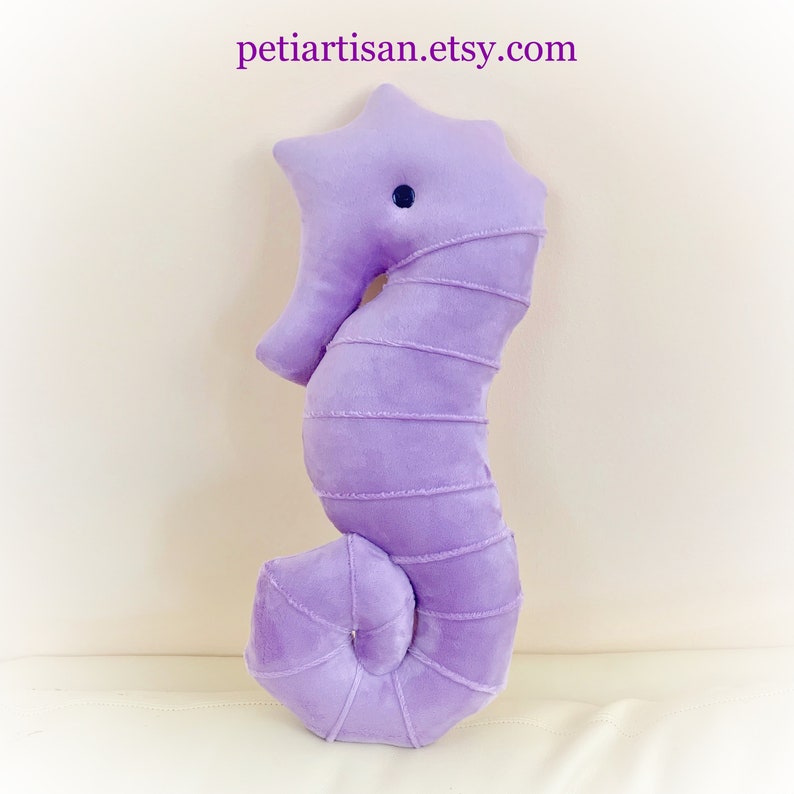 Seahorse Shaped Pillow, Toy Pillow, 3D Pillow, Nautical Decor, Beach House Decor Lavender