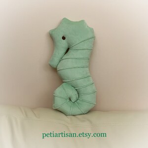 Seahorse Shaped Pillow, Toy Pillow, 3D Pillow, Nautical Decor, Beach House Decor Sage