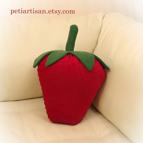 Strawberry Shaped Pillow, Strawberry Pillow,  Toy Pillow, 3D Pillow,  Beach House Decor