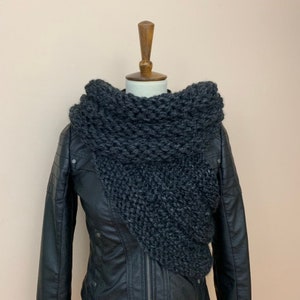 Hand-knitted Asymmetric Cowl Vest, Knitted Vest, Chunky scarf, Cowl