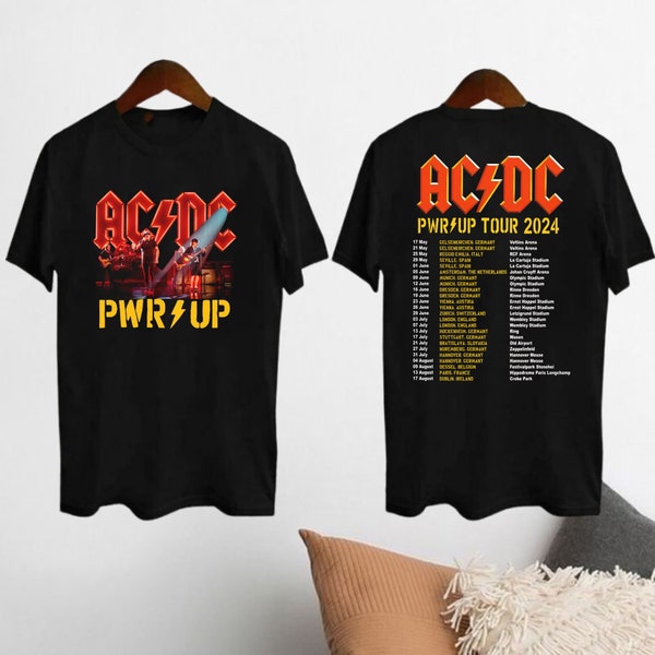Camicia ACDC Pwr Up World Tour 2024, Camicia grafica ACDC Rock Band, Regalo fan della band ACDC, Acdc Merch, Camicia Vinatge Acdc Band anni '90, Camicia Acdc