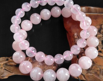 Natural Rose Quartz Beaded Bracelet: Healing Crystal Jewelry