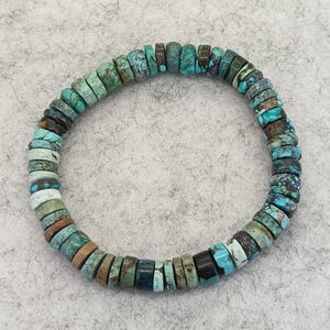 Natural Turquoise Heishi beads Bracelet Elastic Bracelet Men Women Stretch Healing Turquoise Beads 8-8.5mm Bracelet 05#