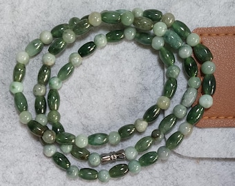 Natural Jadeite Bamboo Joint Necklace: Gemstone Beaded Cord, 16-32 inches