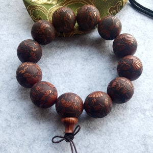 20mm Round Wood Bead Bracelet: Buddhist Mala Prayer, Yoga Jewelry image 2