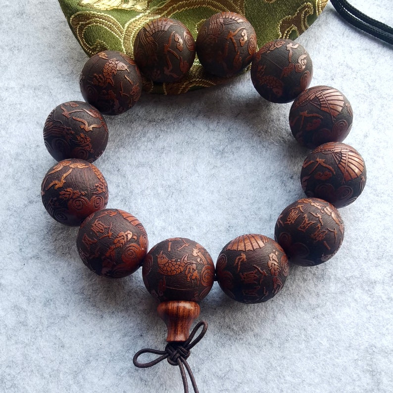 20mm Round Wood Bead Bracelet: Buddhist Mala Prayer, Yoga Jewelry image 2
