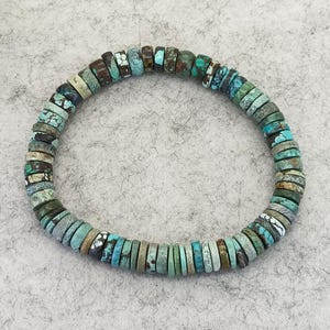 Natural Turquoise Heishi beads Bracelet Elastic Bracelet Men Women Stretch Healing Turquoise Beads 8-8.5mm Bracelet 06#