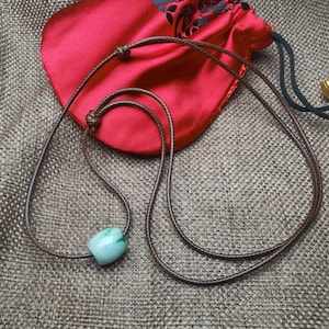 Untreated Burma Jade Pendant handmade Brown Cord Necklace have a change of luck Jade Amulet Necklace Adjustable Grade A Jadeite
