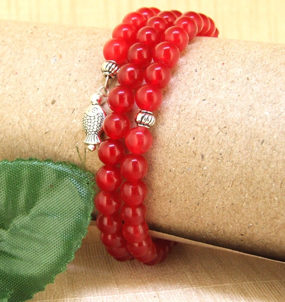 Red jade bead bracelet best sale