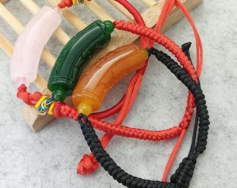 5” to 10” Adjustable Chinese knot Bracelet Hand woven Red Cord Slide clasp Bracelet