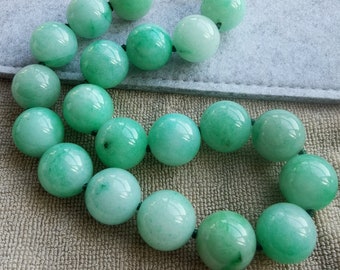 18inches Round Light Green Jade Beaded Necklace Hand Knotted Necklace (20 mm) Beads MEN'S WOMEN'S NECKLACEE