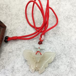 Natural Nephrite Jade Butterfly Pendant Jadeite Dragon Pendant Cord Necklace adjustable 14-26 inches