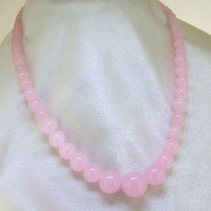 19&quot; 14mmx6mm  Charm Round Pink Jade Beads  Choker Necklace  Charm Gemstone Bead Necklace