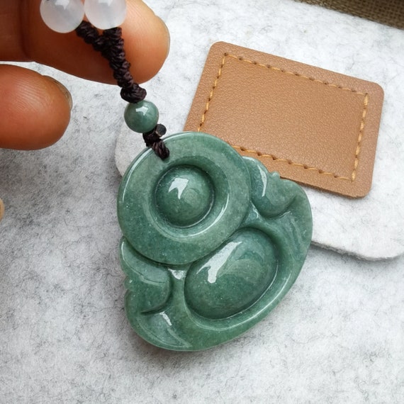 Ciondolo In Giadeite Del Buddha Che Ride: Collana Amuleto In Giada Di - Foto 13