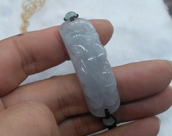 Carved Natural Jadeite Pixiu 貔貅 ,Handmade Brown cord Bracelet 6 to 8 inches Adjustable