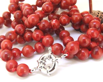 AnsonsImages Necklace Lariat 60 Inches Round Smooth Beads Maroon Red 