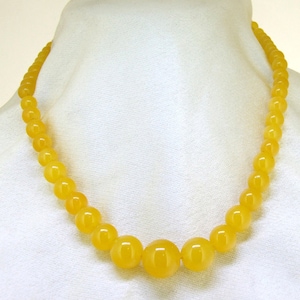 19&quot; 14mmx6mm  Charm Round Yellow Jade Beads  Choker Necklace  Charm Gemstone Bead Necklace