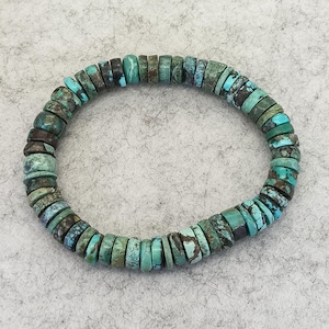 Natural Turquoise Heishi beads Bracelet Elastic Bracelet Men Women Stretch Healing Turquoise Beads 8.5-9 mm Bracelet 07#