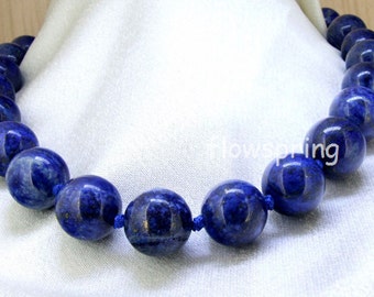 16&quot; 18&quot; 24&quot; 18mm/20mm  Charm Lapis Lazuli Round Beads Knotted Choker Necklace Long Necklace