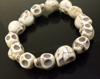 Sale Stretchy Candy White Skull Turquoise Bracelet Charm Elastic Bracelet
