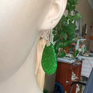 925 Sterling Silver Ear Threads Green Jade Chinese traditional auspicious patterns Earrings Noble and Elegant Earrings Attend party