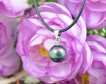 Luster Black Pearl Pendant Necklace: 925 Silver, South Seashell Pearl, Rope Choker