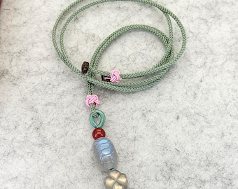 Natural MoonStone Pendant Turtle Clover Pendant Cord Necklace adjustable 14-26 inches